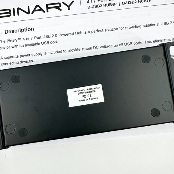 Binary 4 Port USB 2.0 Powered Hub B-USB2-HUB4P Plug N Play Compatible - Picture 10 of 12